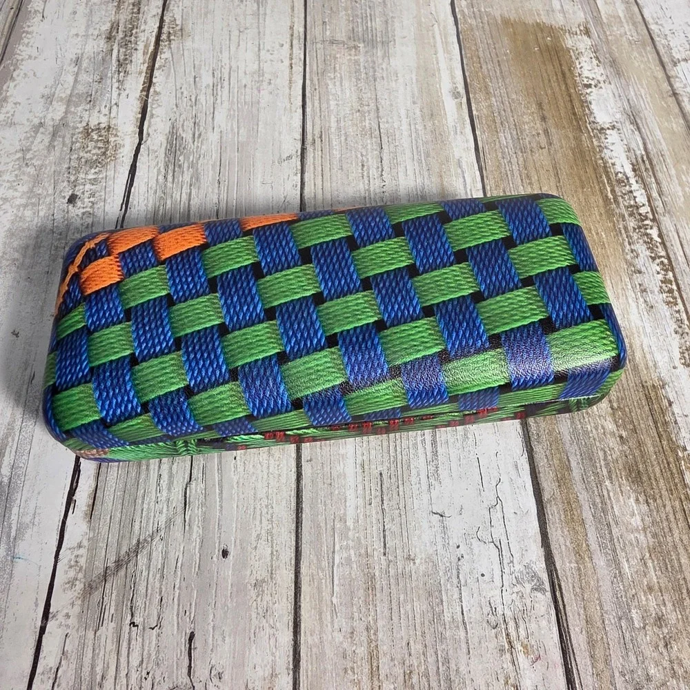 la Eyeworks Hard Shell Glasses Case Multicolor Woven Print Orange Interior